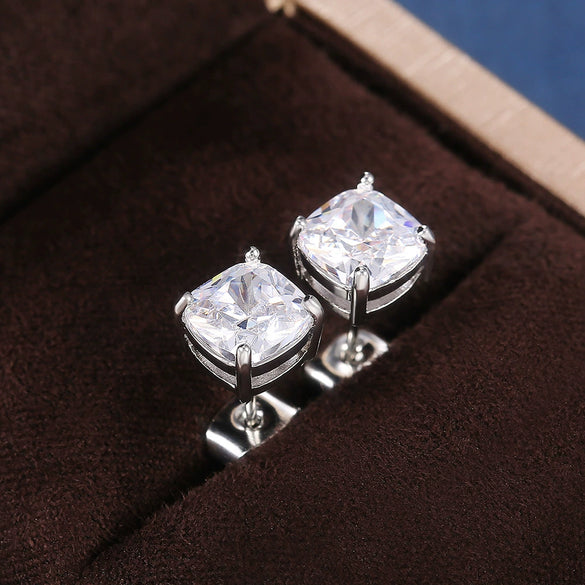 Wholesale Earrings Copper Geometric Square Zircon Women's Jewelry Set With Precious Stones