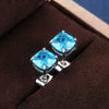 Wholesale Earrings Copper Geometric Square Zircon Women's Jewelry Set With Precious Stones