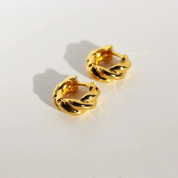 Wholesale Earrings Copper Geometric Twisted Retro Matte Gold