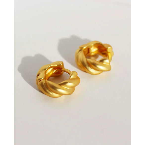 Wholesale Earrings Copper Geometric Twisted Retro Matte Gold
