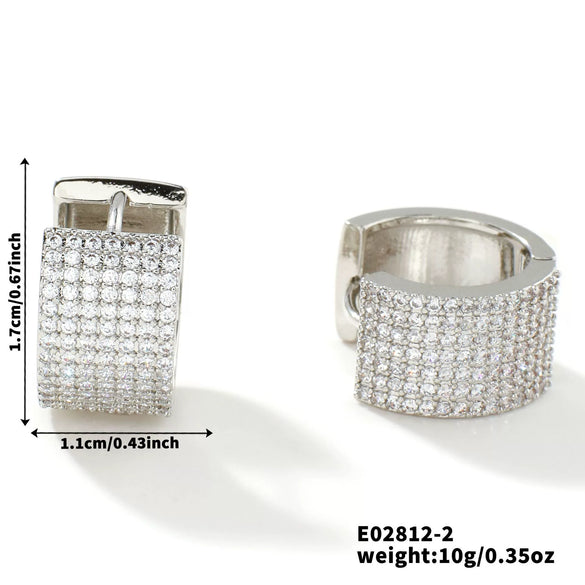 Wholesale Earrings Copper Geometric Zircon Inlaid Retro Light Luxury Minimalist Style