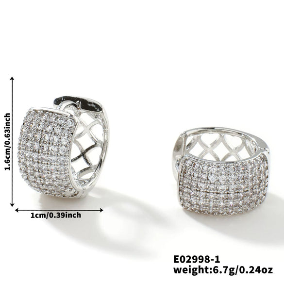 Wholesale Earrings Copper Geometric Zircon Inlaid Retro Light Luxury Minimalist Style