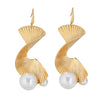Wholesale Earrings Copper Glass Pearl Geometric Light Luxury Retro Tassel 18K Gold Plated