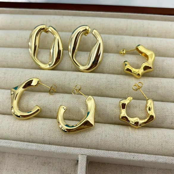 Wholesale Earrings Copper Gold Plated Geometric Irregular Love Style