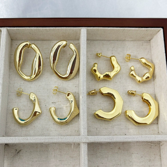 Wholesale Earrings Copper Gold Plated Geometric Irregular Love Style