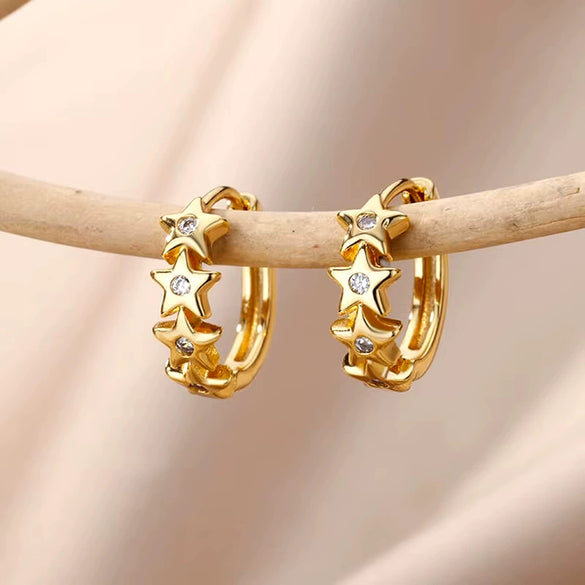 Wholesale Earrings Copper Gold Plated Inlaid With Artificial And Semiprecious Stones Electroplating Versatile Style