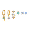 Wholesale Earrings Copper Gold White K Inlaid Zircon Lovely Geometric Plant Flowers Style For Women