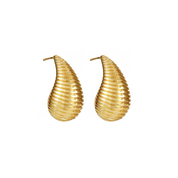 Wholesale Earrings Copper Goldplated Dropshaped Carved Line For Women