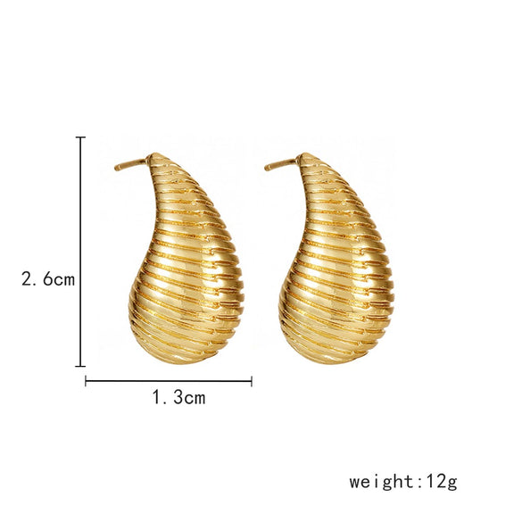 Wholesale Earrings Copper Goldplated Dropshaped Carved Line For Women