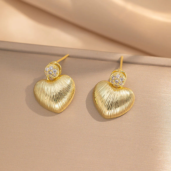 Wholesale Earrings Copper Heart Shape Electroplating Minimalist Style For Women