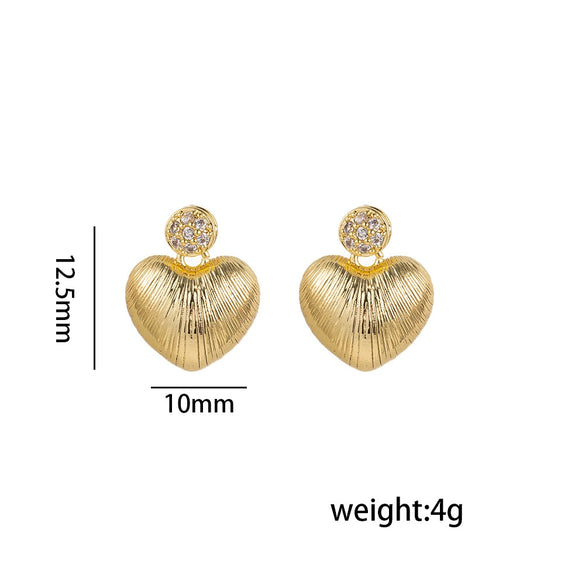 Wholesale Earrings Copper Heart Shape Electroplating Minimalist Style For Women