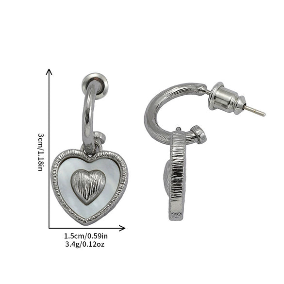Wholesale Earrings Copper Heart Shape Retro Light Luxury Electroplating For Women