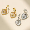 Wholesale Earrings Copper Heart Shape Retro Light Luxury Electroplating For Women