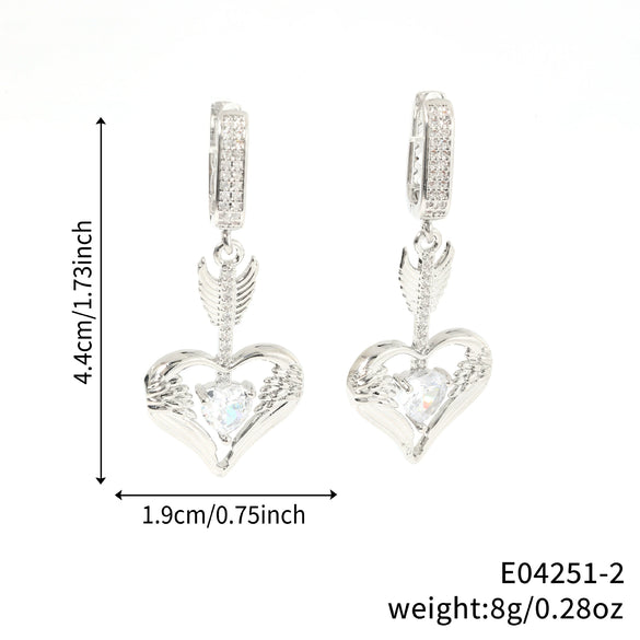 Wholesale Earrings Copper Heart Wings Shape