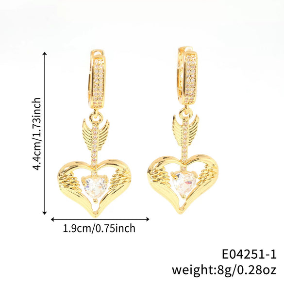 Wholesale Earrings Copper Heart Wings Shape
