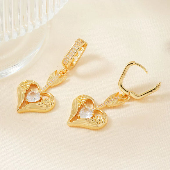 Wholesale Earrings Copper Heart Wings Shape