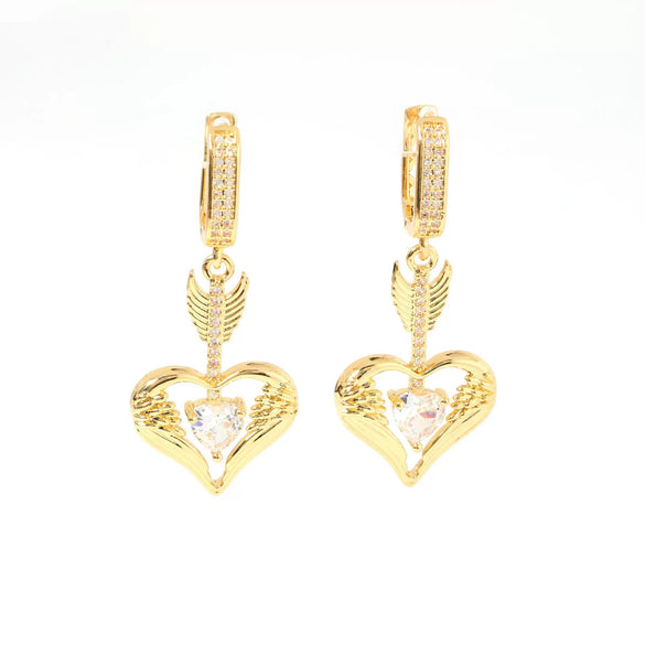 Wholesale Earrings Copper Heart Wings Shape