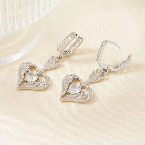 Wholesale Earrings Copper Heart Wings Shape