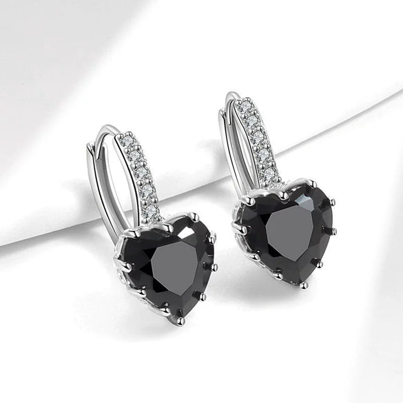 Wholesale Earrings Copper Heartshaped Geometric Inlaid Zircon Electroplated Jewelry For Girls