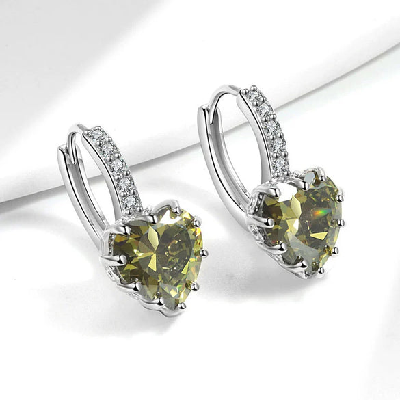 Wholesale Earrings Copper Heartshaped Geometric Inlaid Zircon Electroplated Jewelry For Girls