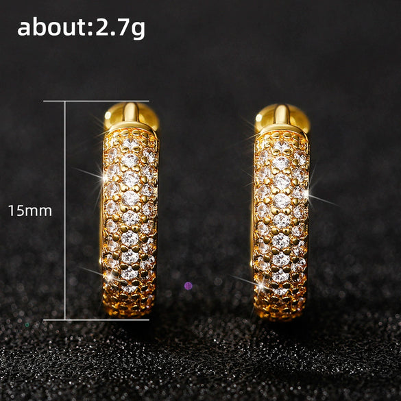 Wholesale Earrings Copper Hiphop Style Geometric Full Inlaid Zircon