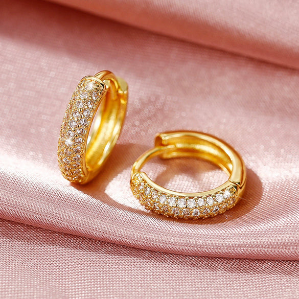 Wholesale Earrings Copper Hiphop Style Geometric Full Inlaid Zircon