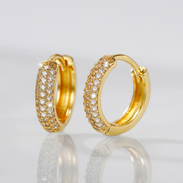 Wholesale Earrings Copper Hiphop Style Geometric Full Inlaid Zircon