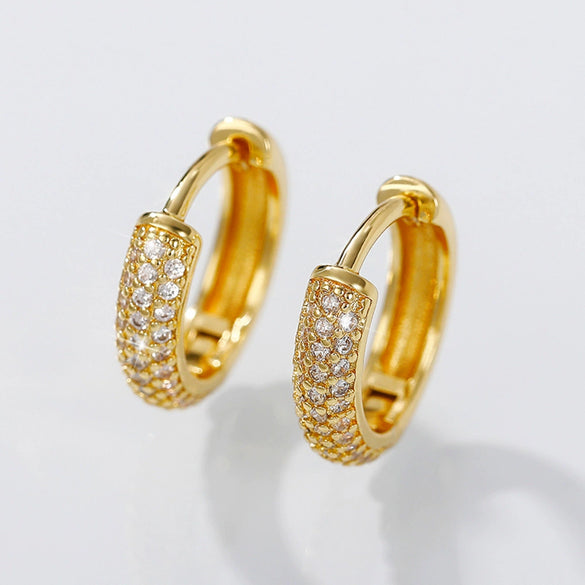 Wholesale Earrings Copper Hiphop Style Geometric Full Inlaid Zircon