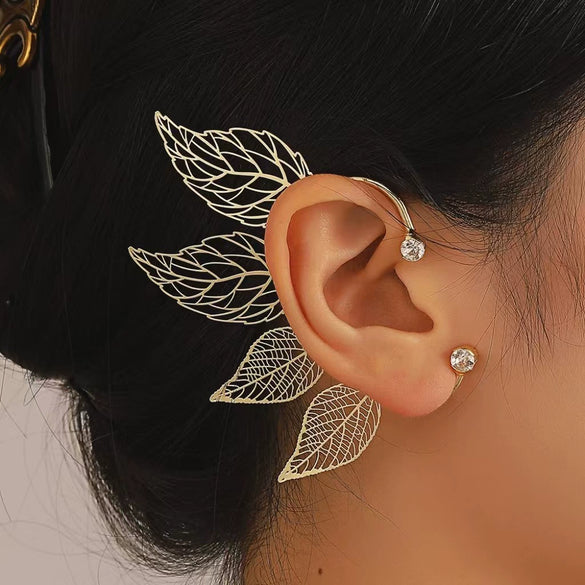 Wholesale Earrings Copper Hollow Leaves Style Electroplating For Women