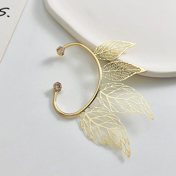 Wholesale Earrings Copper Hollow Leaves Style Electroplating For Women