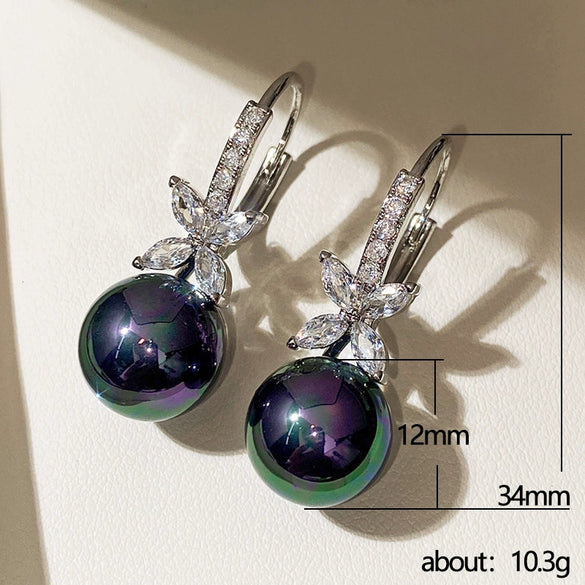 Wholesale Earrings Copper Imitation Pearl Flower Micro Set Zircon