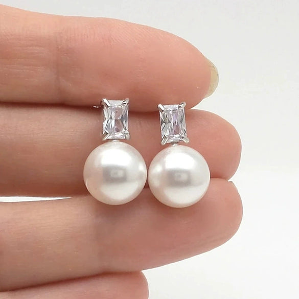 Wholesale Earrings Copper Imitation Pearl Geometric Minimalist Style