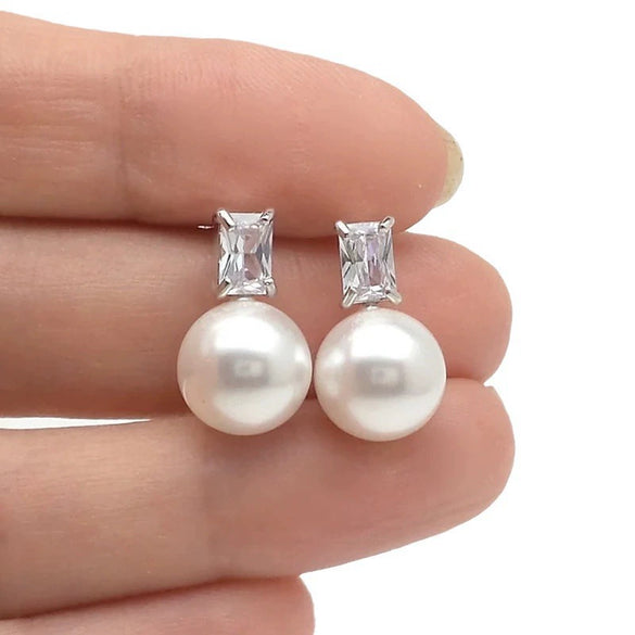 Wholesale Earrings Copper Imitation Pearl Geometric Minimalist Style