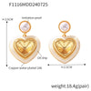 Wholesale Earrings Copper Imitation Pearl Glass Stone Niche Heart Geometric Electroplated