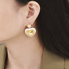Wholesale Earrings Copper Imitation Pearl Glass Stone Niche Heart Geometric Electroplated