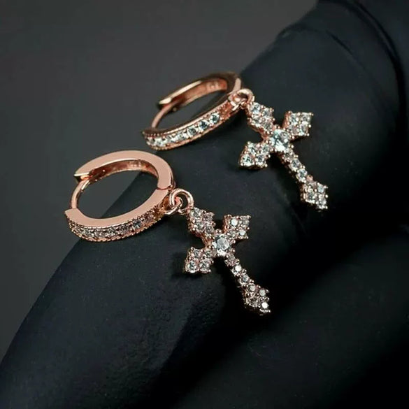 Wholesale Earrings Copper Inlaid With Zircon Geometric Styling For Women