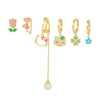 Wholesale Earrings Copper Inlaid Zircon Bow Star Geometric Animal Zodiac Style