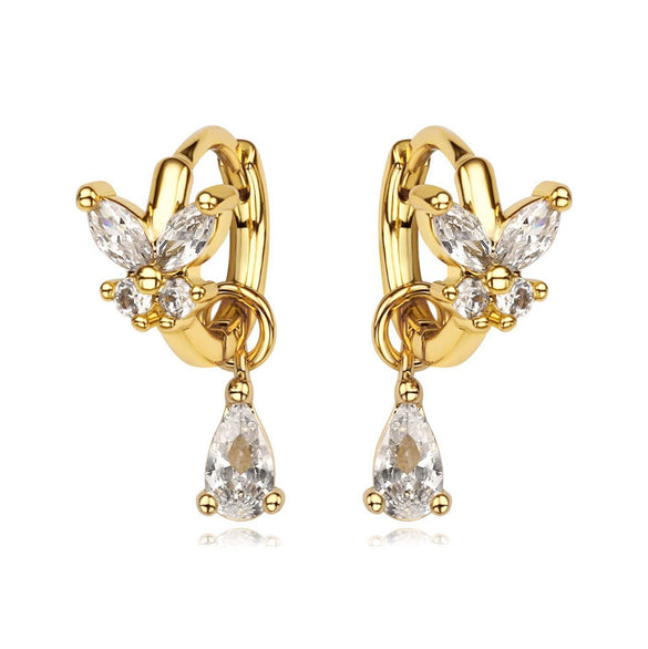 Wholesale Earrings Copper Inlaid Zircon Butterfly Tassel Light Luxury Sweet Design