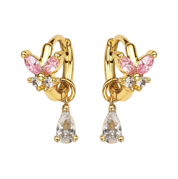 Wholesale Earrings Copper Inlaid Zircon Butterfly Tassel Light Luxury Sweet Design