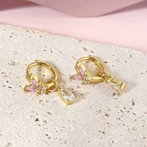 Wholesale Earrings Copper Inlaid Zircon Butterfly Tassel Light Luxury Sweet Design