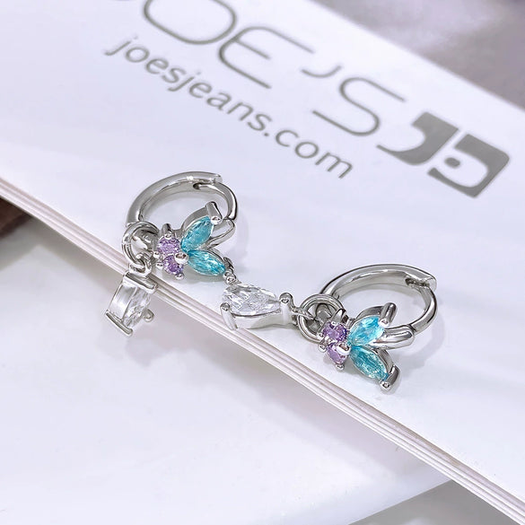 Wholesale Earrings Copper Inlaid Zircon Butterfly Tassel Light Luxury Sweet Design