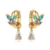 Wholesale Earrings Copper Inlaid Zircon Butterfly Tassel Light Luxury Sweet Design