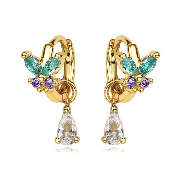 Wholesale Earrings Copper Inlaid Zircon Butterfly Tassel Light Luxury Sweet Design