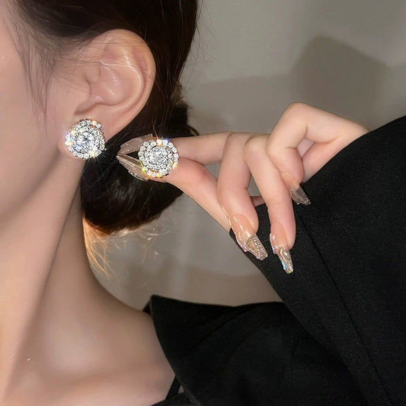 Wholesale Earrings Copper Inlaid Zircon Flower Design For Women