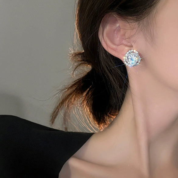 Wholesale Earrings Copper Inlaid Zircon Flower Design For Women