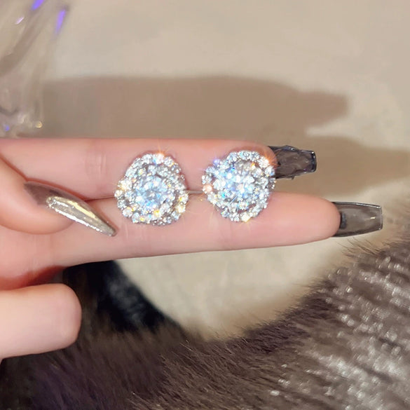 Wholesale Earrings Copper Inlaid Zircon Flower Design For Women