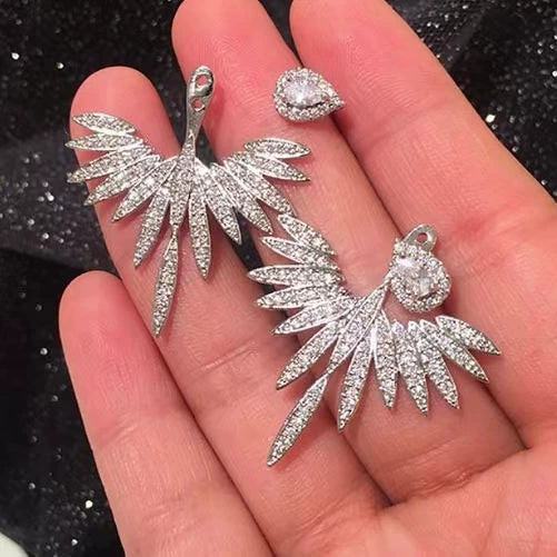 Wholesale Earrings Copper Inlaid Zircon Geometric Angel Wing Style For Women