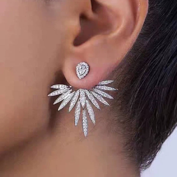 Wholesale Earrings Copper Inlaid Zircon Geometric Angel Wing Style For Women