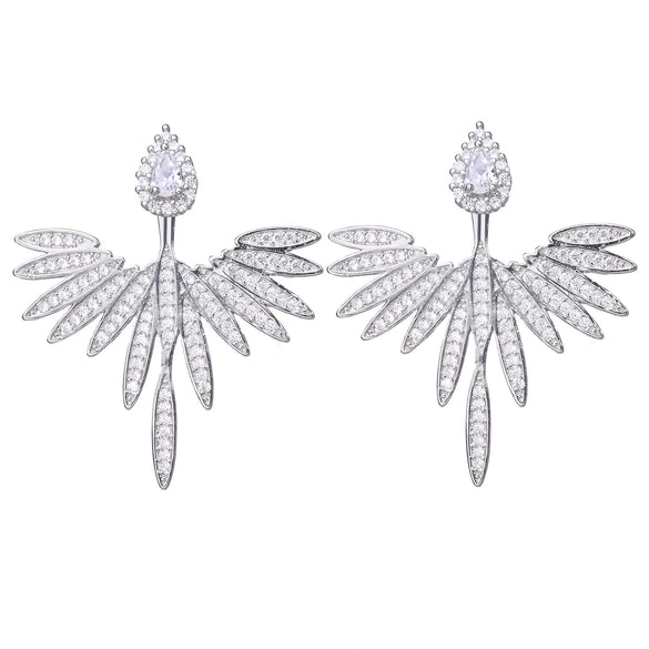 Wholesale Earrings Copper Inlaid Zircon Geometric Angel Wing Style For Women