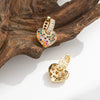 Wholesale Earrings Copper Inlaid Zircon Geometric Peach Heart Retro Fashion